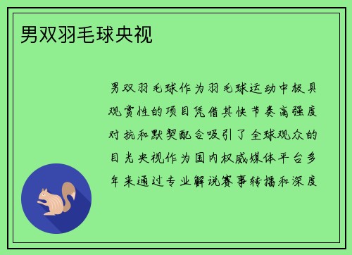 男双羽毛球央视
